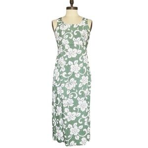 VTG Hilo Hattie Floral Shift Dress SZ 10 Green Wedding Boho Vacay Preppy Hawaii